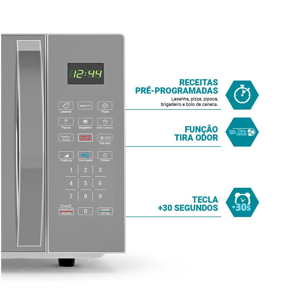 Micro-ondas Philco 28 Litros Limpa Fácil PMO30E 1100W Prata 220v - 8