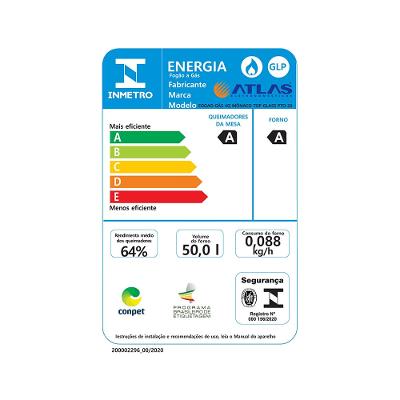 Fogão De Piso Atlas Monaco Top Glass 4 Bocas Mesa De Vidro Forno 50 Litros Preto Bivolt