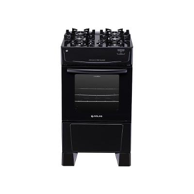 Fogão De Piso Atlas Monaco Top Glass 4 Bocas Mesa De Vidro Forno 50 Litros Preto Bivolt