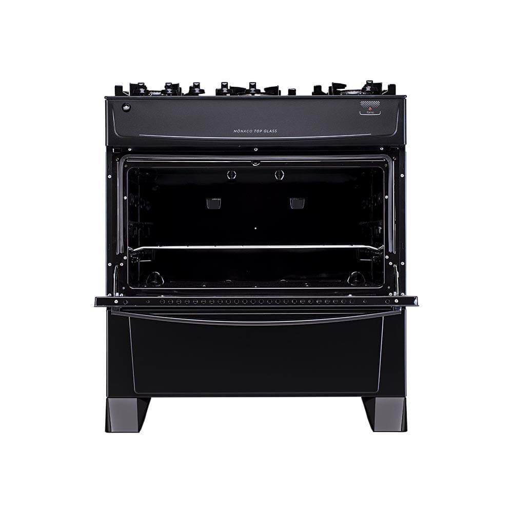 Fogão De Piso Atlas Monaco Top Glass 5 Bocas Mesa De Vidro Forno 86,5 Litros Preto Bivolt - 3