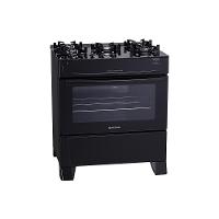 Fogão De Piso Atlas Monaco Top Glass 5 Bocas Mesa De Vidro Forno 86,5 Litros Preto Bivolt