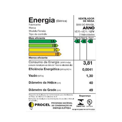 Ventilador de Mesa Arno 40Cm VE70 X-Treme 7 Preto e Azul Escuro 127V