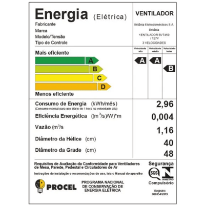 Ventilador de Coluna Britânia 40cm BVT450 Maxx Force Turbo Preto 127V