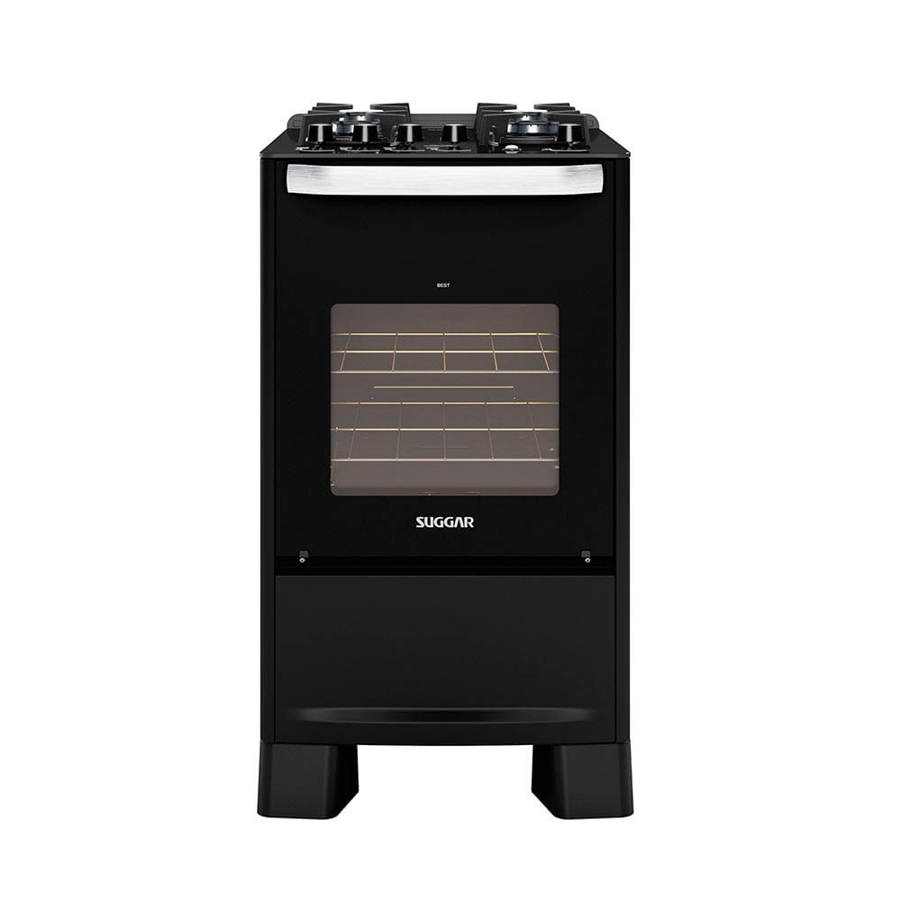 Fogão De Piso Mesa De Vidro Suggar Best Glass FGVBG410PT 4 Bocas Preto Bivolt - 1
