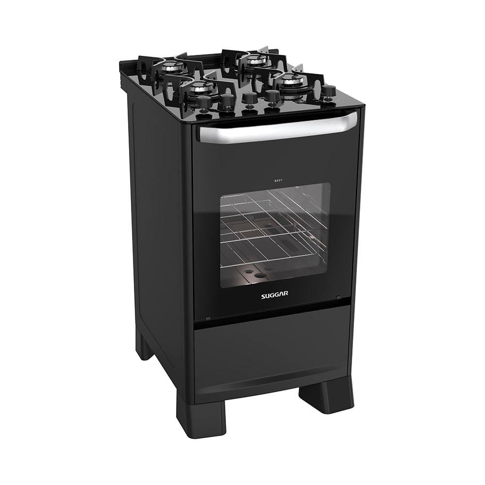 Fogão De Piso Mesa De Vidro Suggar Best Glass FGVBG410PT 4 Bocas Preto Bivolt - 2