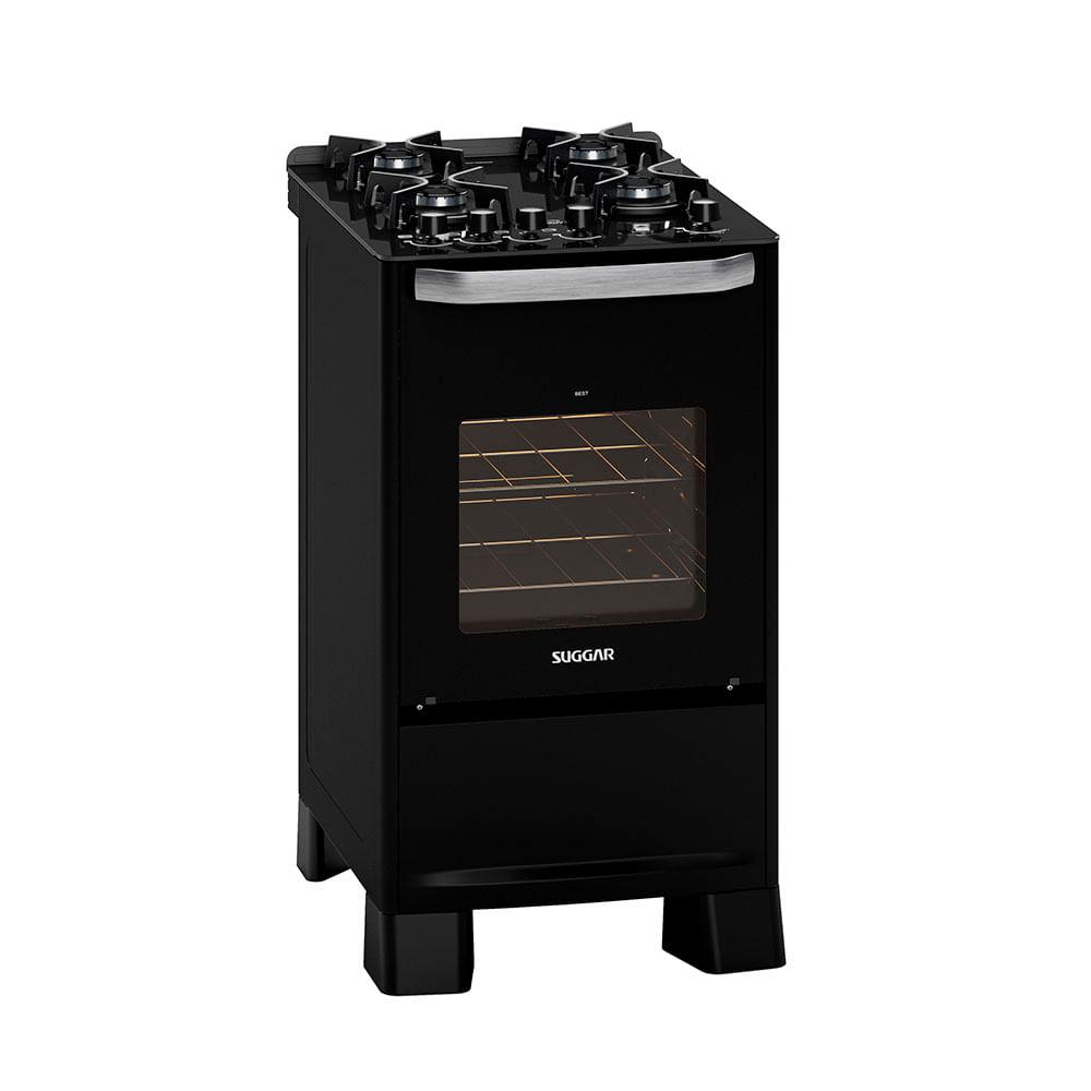 Fogão De Piso Mesa De Vidro Suggar Best Glass FGVBG410PT 4 Bocas Preto Bivolt - 4