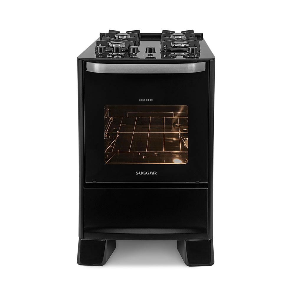 Fogão De Piso Mesa De Vidro Suggar Best Glass FGVBG410PT 4 Bocas Preto Bivolt - 5