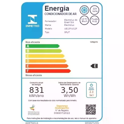 Ar Condicionado Split Hi Wall Electrolux Color 12.000 Btus Frio 220v R-32