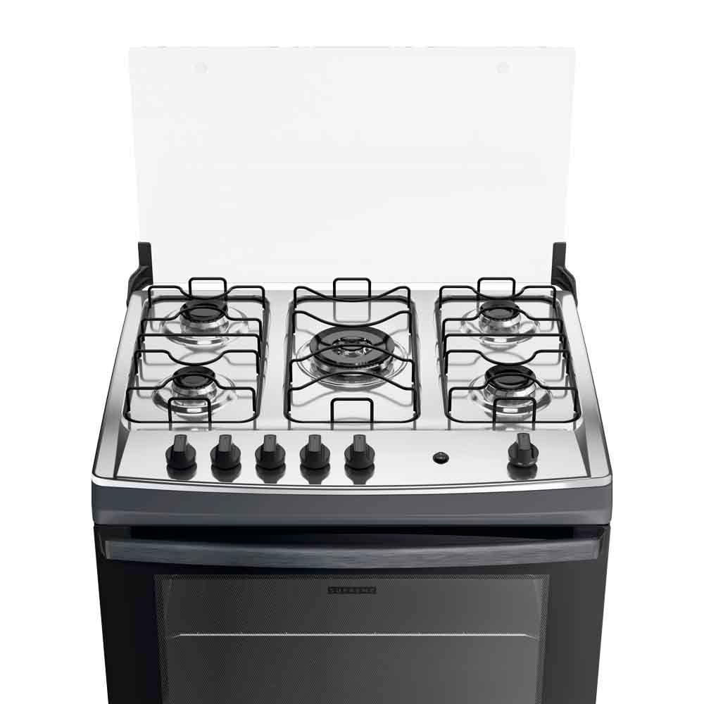 Fogão De Piso 5 Bocas Supreme Titanium Dako Com Mesa Inox Forno 100 Litros Bivolt - 5