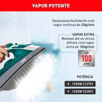 Ferro De Passar a Vapor Steamglis Arno FSGP Branco/Verde 220v - 7