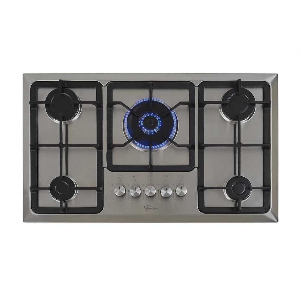 Cooktop 5 Bocas Fischer Infinity Trempe De Ferro Tripla Chama à Gás Mesa Inox Bivolt - 2