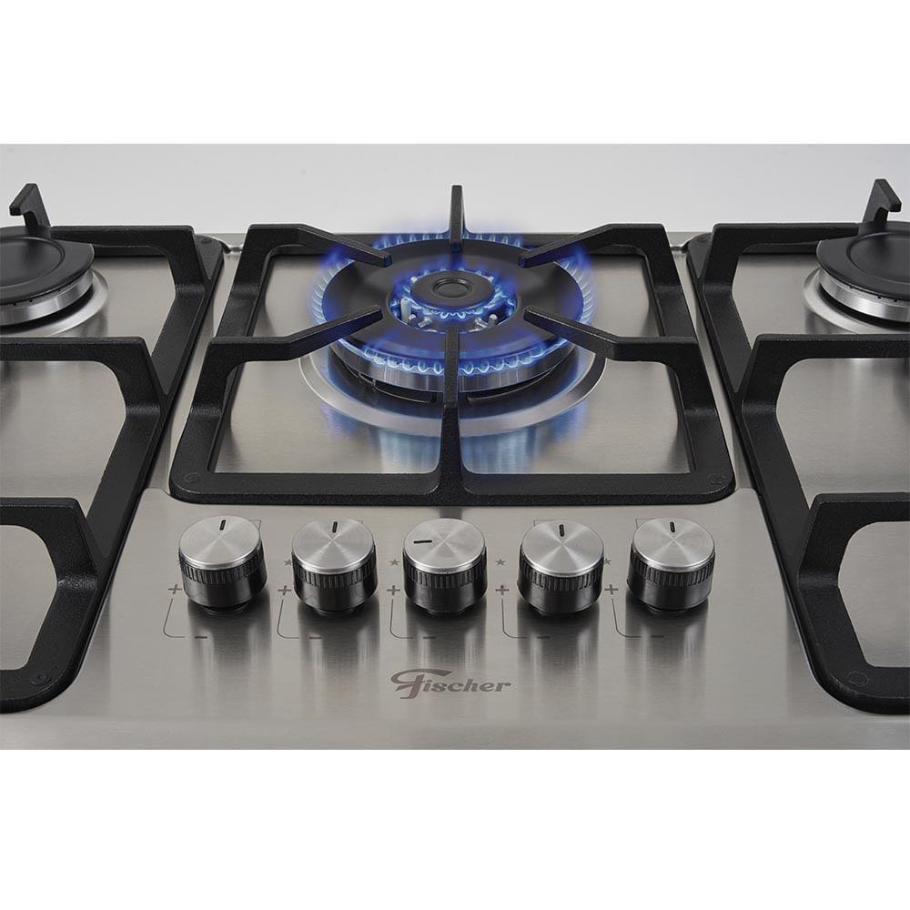 Cooktop 5 Bocas Fischer Infinity Trempe De Ferro Tripla Chama à Gás Mesa Inox Bivolt - 3