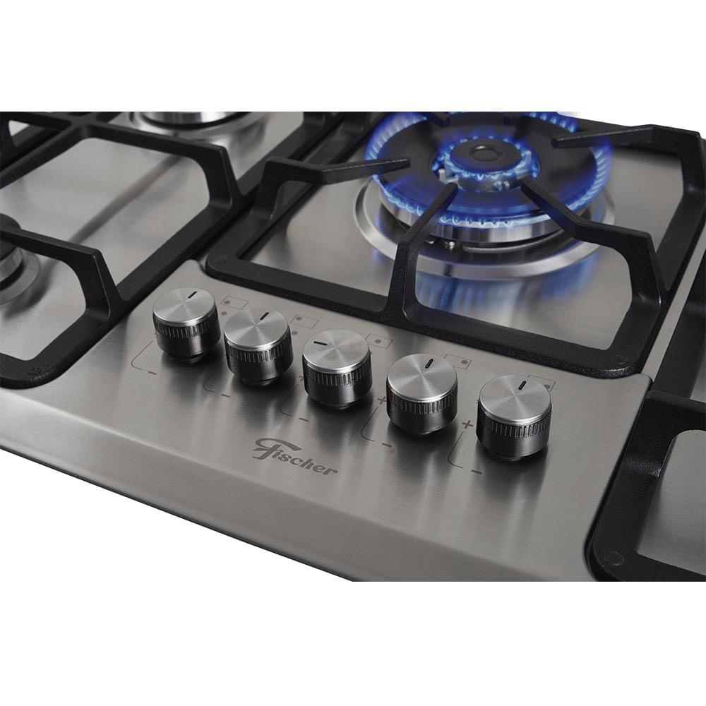 Cooktop 5 Bocas Fischer Infinity Trempe De Ferro Tripla Chama à Gás Mesa Inox Bivolt - 4