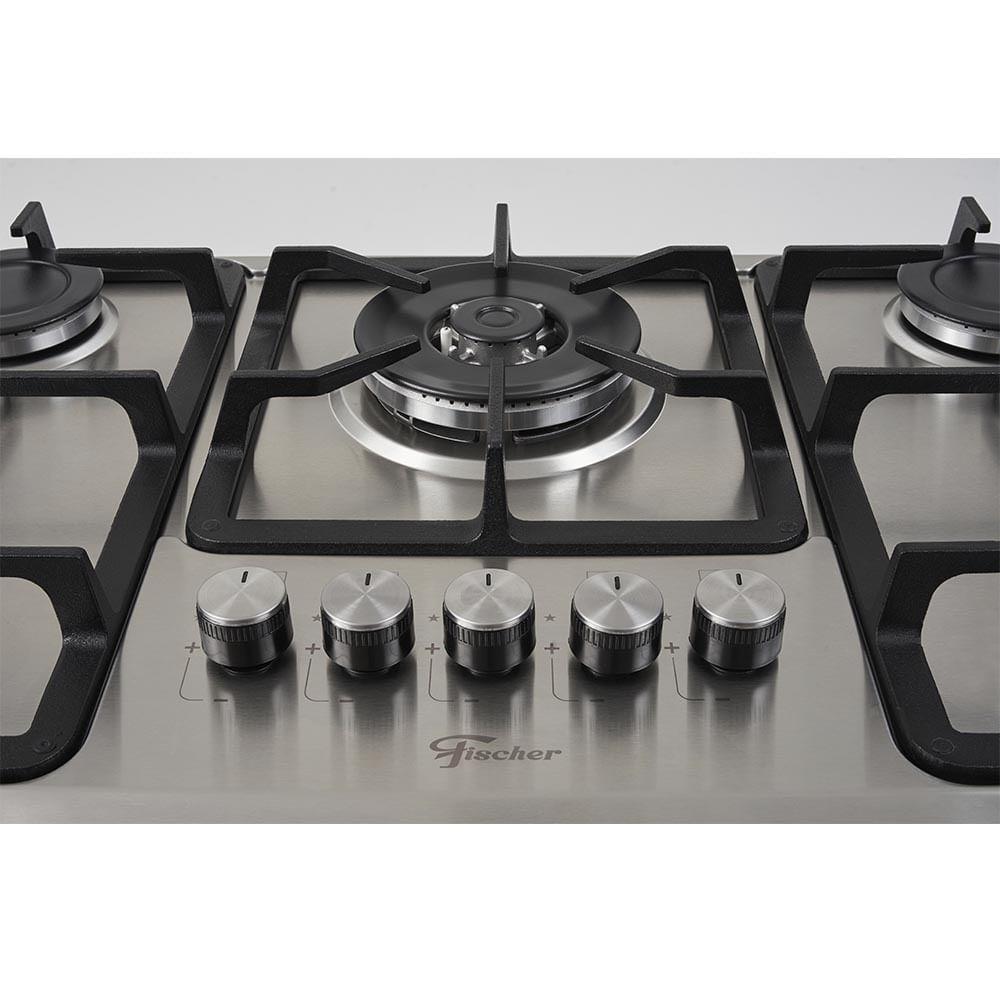 Cooktop 5 Bocas Fischer Infinity Trempe De Ferro Tripla Chama à Gás Mesa Inox Bivolt - 6