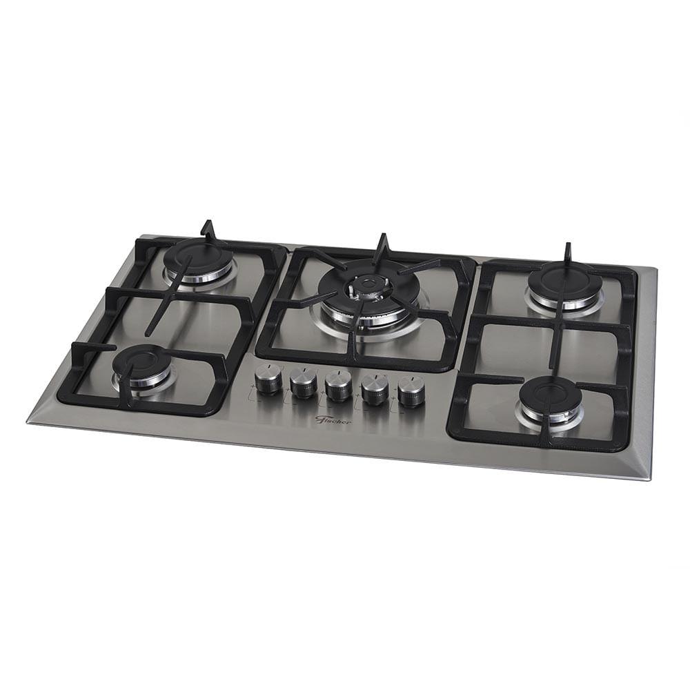 Cooktop 5 Bocas Fischer Infinity Trempe De Ferro Tripla Chama à Gás Mesa Inox Bivolt - 7