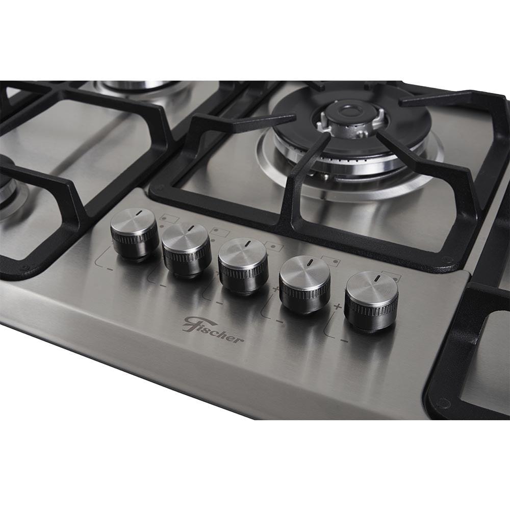 Cooktop 5 Bocas Fischer Infinity Trempe De Ferro Tripla Chama à Gás Mesa Inox Bivolt - 10