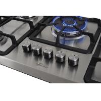 Cooktop 5 Bocas Fischer Infinity Trempe De Ferro Tripla Chama à Gás Mesa Inox Bivolt