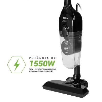Aspirador de Pó Vertical 2 em 1 Philco PAS1600P 1550W Preto 127v