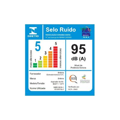 Aspirador de Pó e Água Britânia 6 Litros BAS71 1500W Cinza e Preto 220v