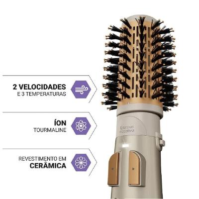 Escova Rotativa 5 em 1 Philco PER03 Cinza e Dourado Bivolt