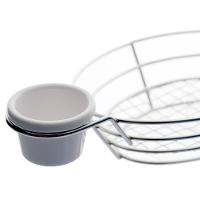 Cesta Oval Dynasty Fry em Aço Inox com 2 Molheiras - Prata - 2