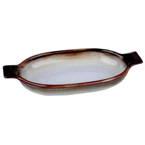 Travessa Oval com Alça L`Hermitage em Cerâmica Branca - 24 cm