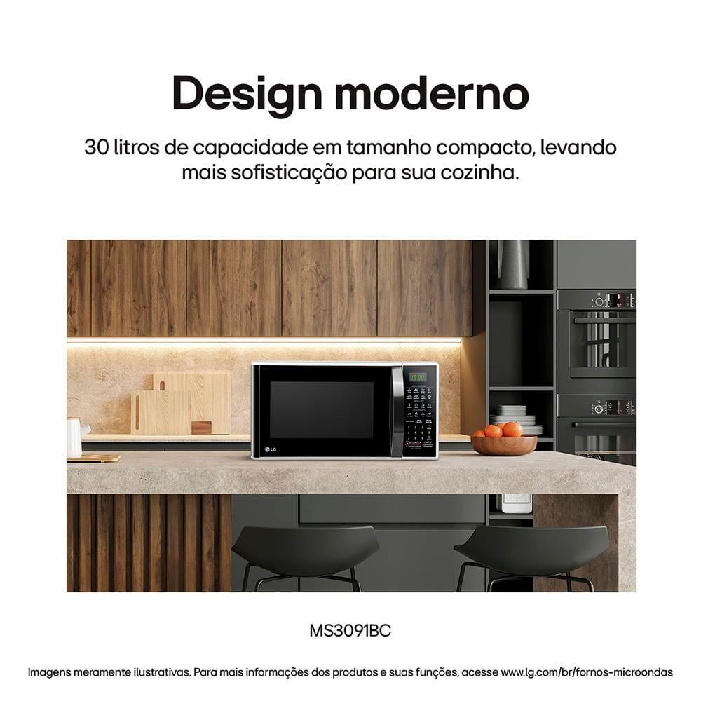 Forno de Micro-ondas LG 30 Litros MS3091 com Função Limpa Fácil e Descongelamento Uniforme - Preto e Branco - 8