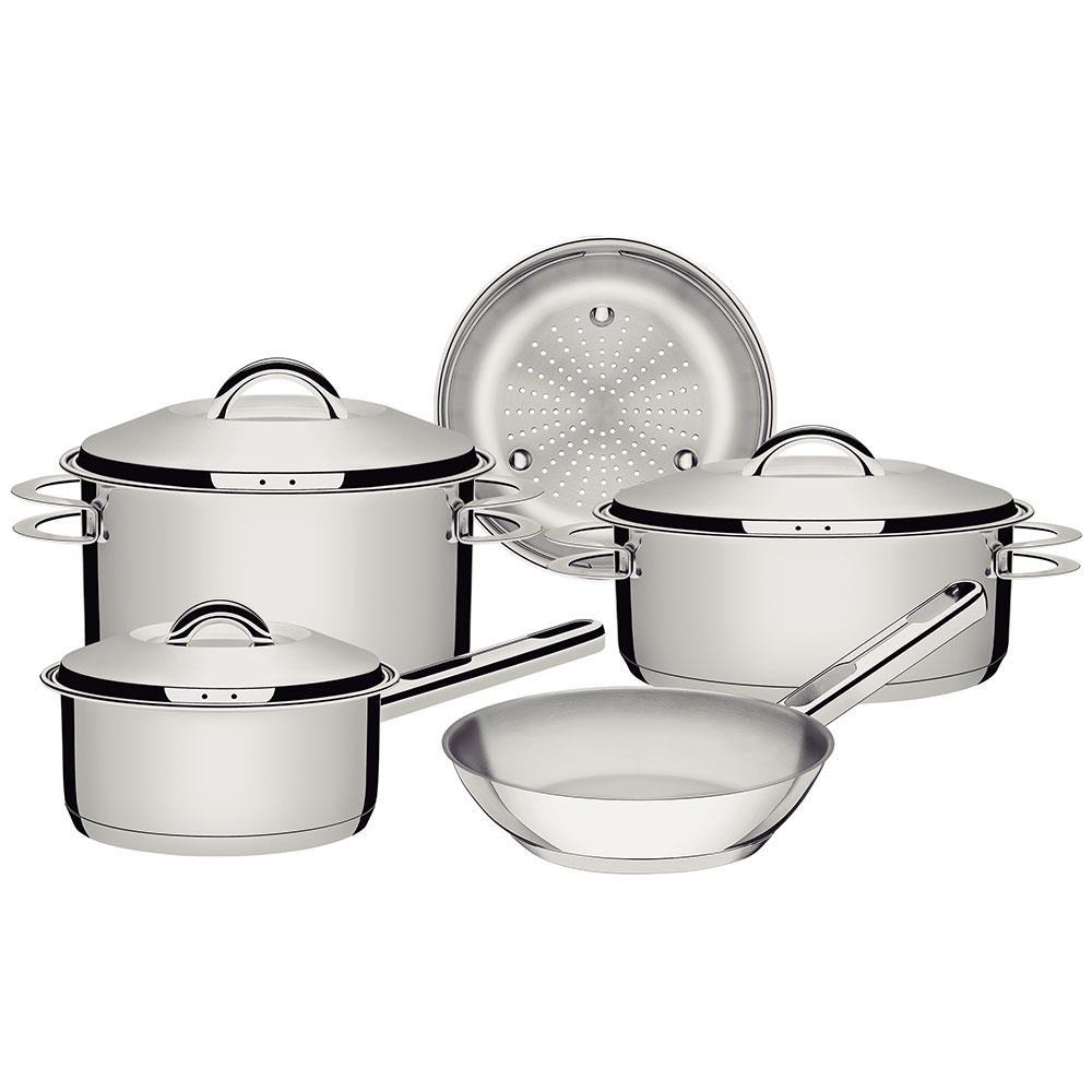 Conjunto de Panelas 5 Peças Tramontina Solar em Aço Inox com Fundo Triplo e Tampas com Saída de Vapor - 1