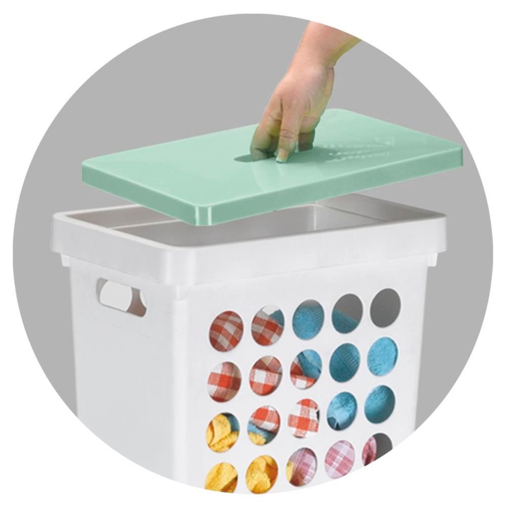 Cesto de Roupas Retangular com Tampa Arthi em Plástico – 43 L - 2