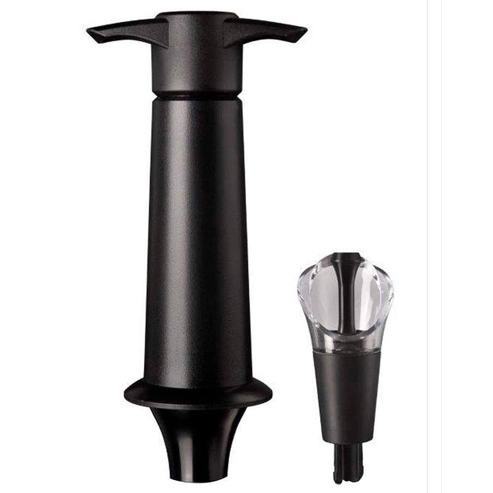 Conjunto Bomba a Vácuo Vacu Vin Wine Bar Pro em Aço Inox/ABS com 1 Tampa - Preto - 1