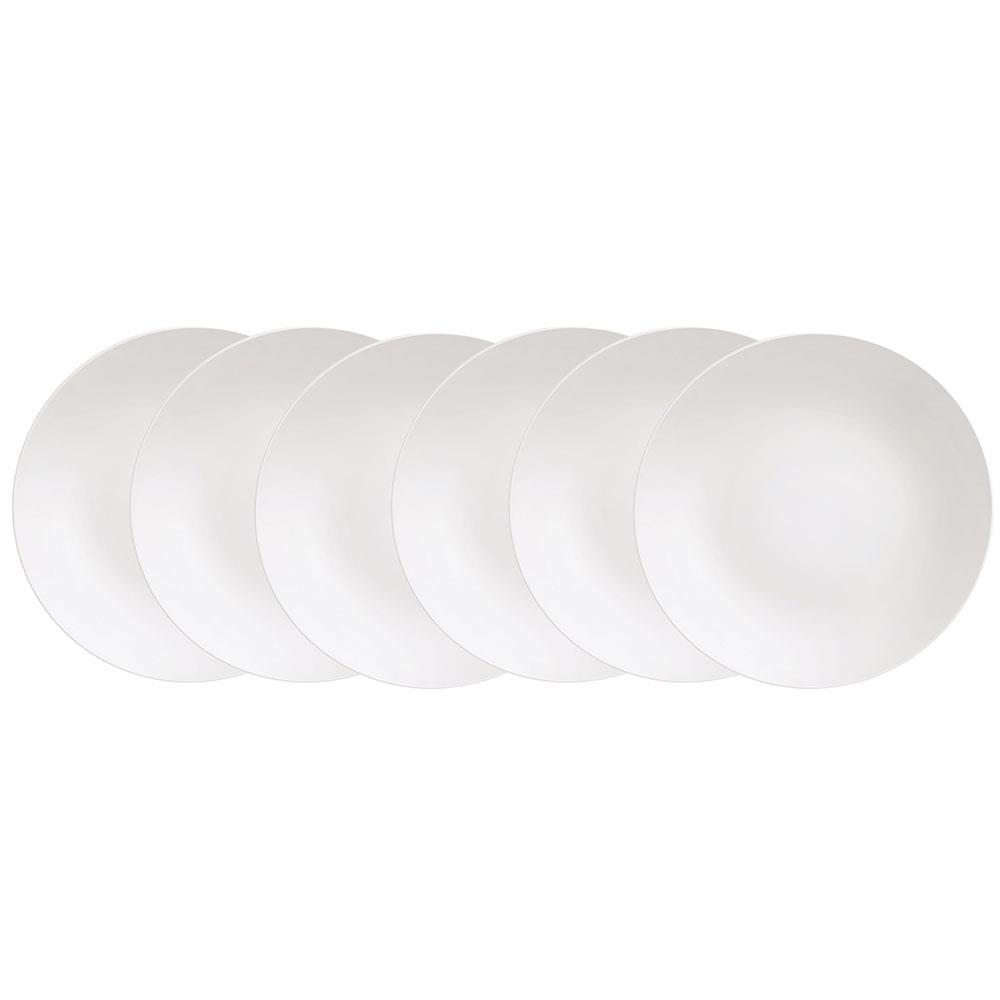 Conjunto com 6 Pratos Rasos Tramontina Leonora em Porcelana 25 cm - Branco - 1