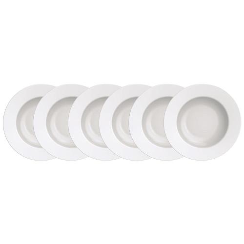 Conjunto com 6 Pratos Fundos Tramontina Maria Augusta em Porcelana 23 cm - Branco