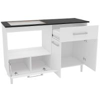 Balcão para Cooktop de 4 Bocas Politorno Cidra com Nicho para Micro-ondas, 3 Portas e 1 Gaveta - Branco/Preto - 5