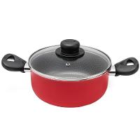 Caçarola Multiflon Páprika em Alumínio com Revestimento Antiaderente e Tampa de Vidro com Saída de Vapor Vermelha - 22 cm - 1