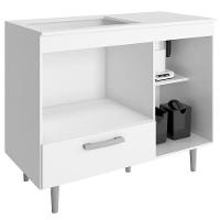 Balcão para Cooktop 4 Bocas Poliman Alecrim com Nicho para Micro-ondas, 1 Porta, 1 Gaveta e 1 Prateleira - Branco - 3