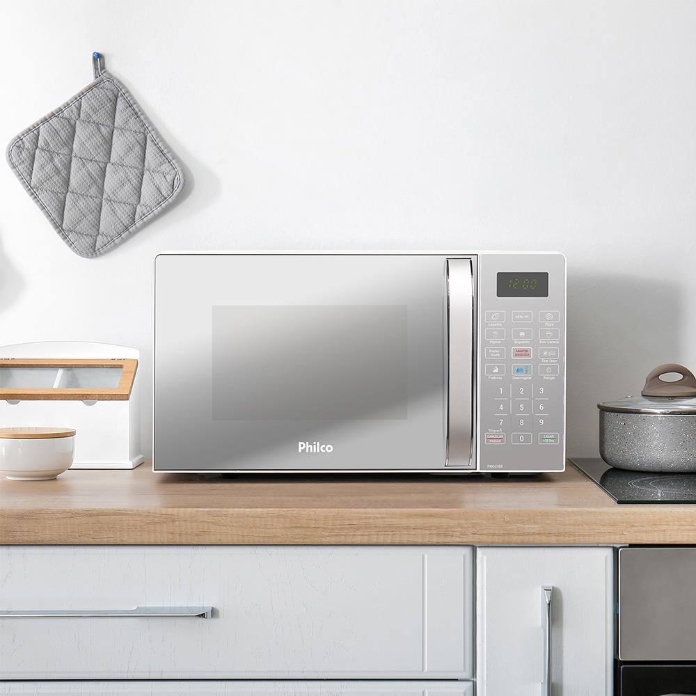 Forno de Micro-ondas Philco PMO23EB com Menu FIT 20 Litros - Branco e Prata - 8
