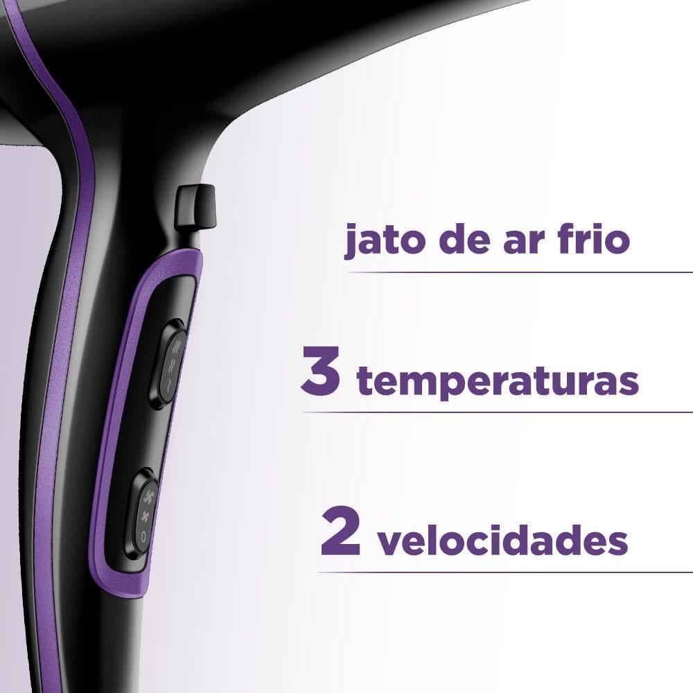 Secador de Cabelos Mondial Black Purple SCN-01 com Tourmaline Íon 2000W - Preto - 4