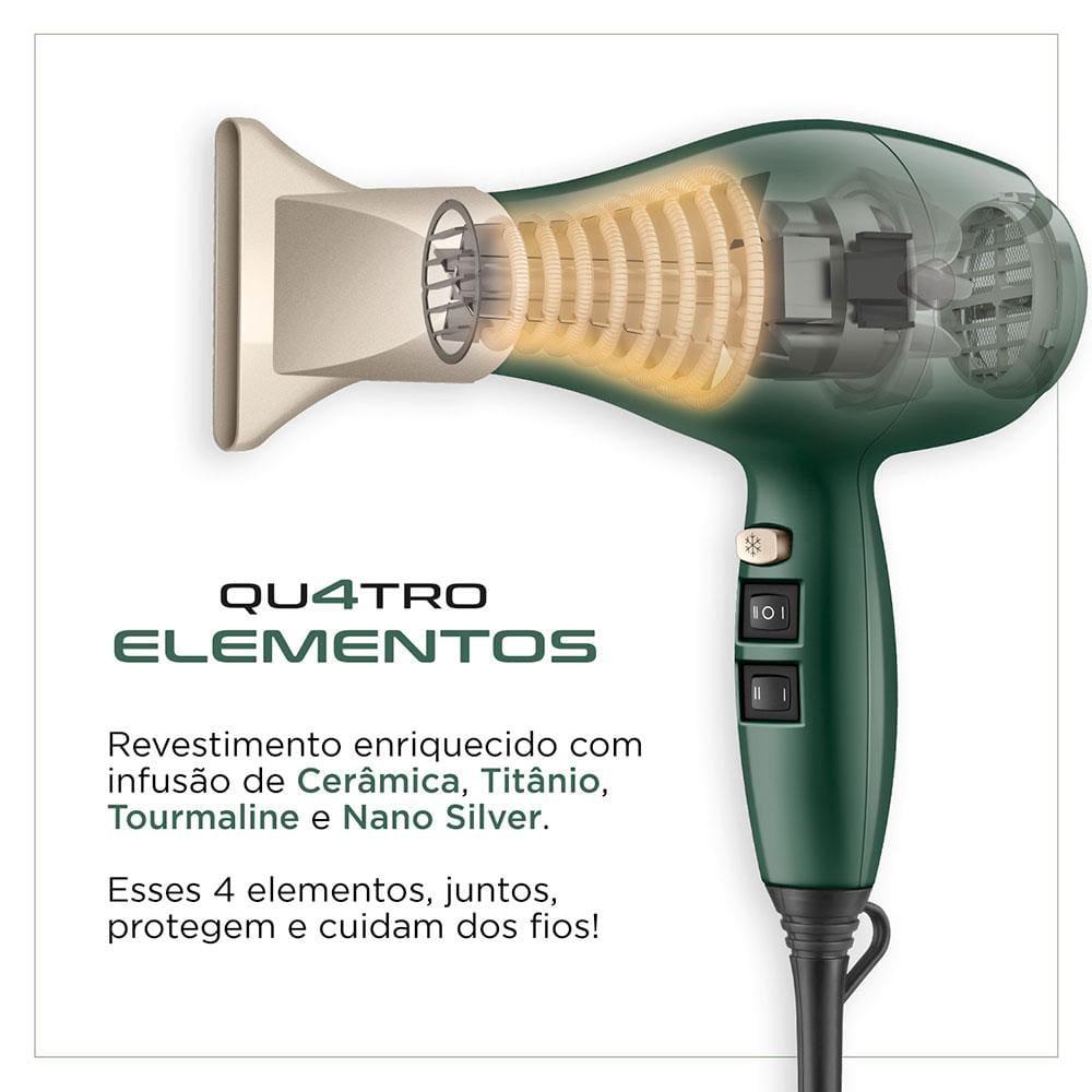 Secador de Cabelos Mondial by Juliette SCP-Ju-02 Motor AC, com Titânio, Tourmaline e Nano Silver 2000W - Verde Oliva - 4