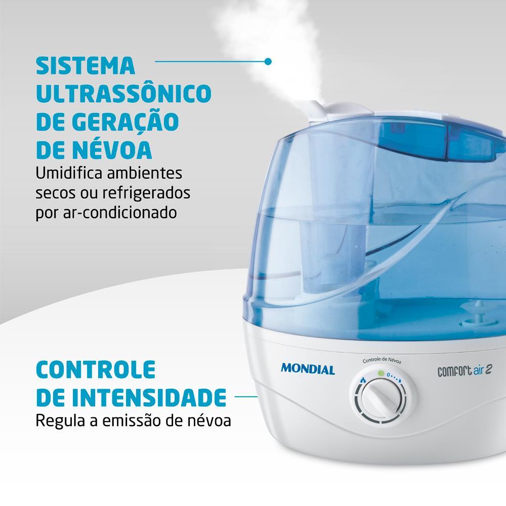 Umidificador de Ar Ultrassônico Mondial NUA-02 – Comfort Air 2 - 2,2 Litros Branco/Azul - Bivolt - 3