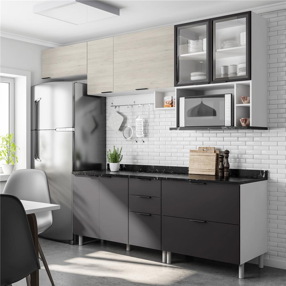 Cozinha Completa Bartira Rubi com 7 Portas e 5 Gavetas - 280cm de largura - 1