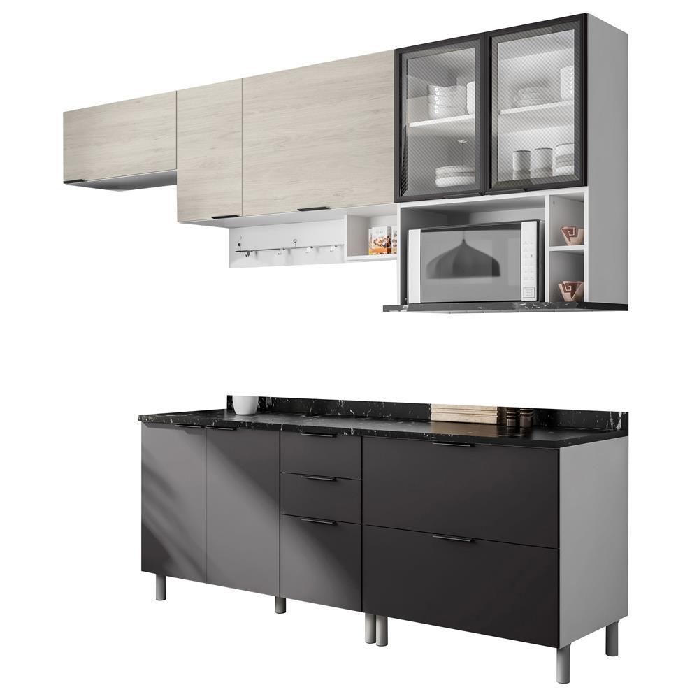 Cozinha Completa Bartira Rubi com 7 Portas e 5 Gavetas - 280cm de largura - 2