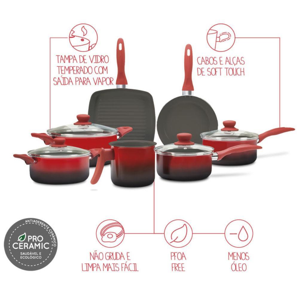 Conjunto de Panelas Brinox Ceramic Life 2.0 com Revestimento Antiaderente Cerâmico Vermelho – 7 Peças - 5