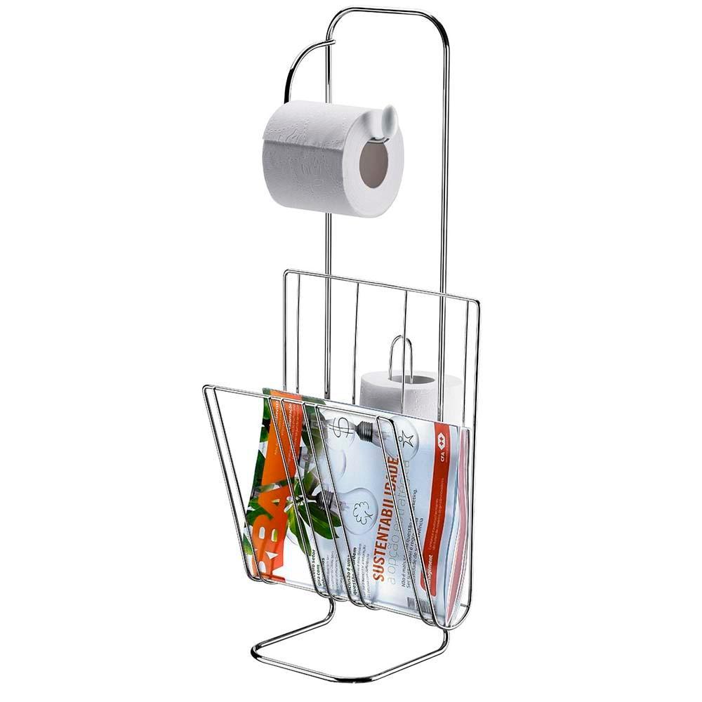 Porta Papel Higiênico com Revisteiro Utimil em Aço Cromado - 1