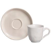 Conjunto com 6 Xícaras e Pires para Café Porto Brasil Bio Stoneware Clay Areia - 120 ml - 2