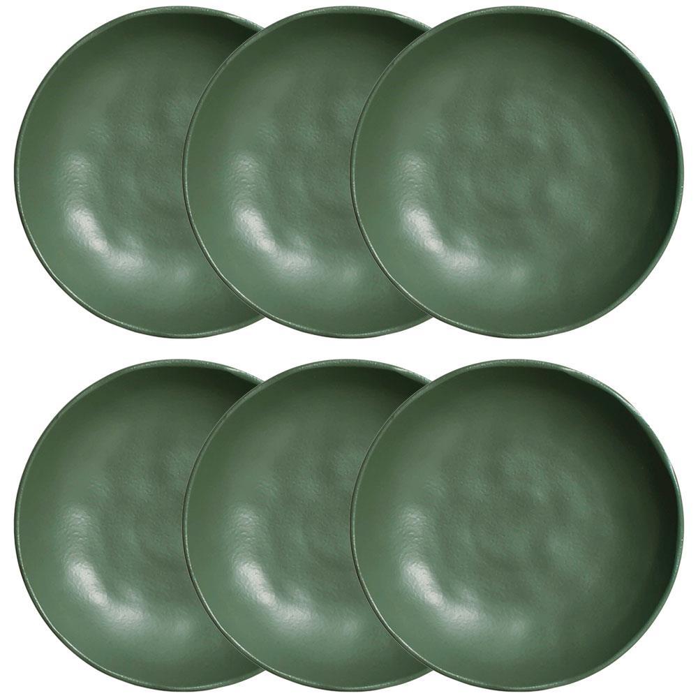 Conjunto com 6 Pratos Fundos Porto Brasil Bio Leaf em Stoneware 22,5 cm – Verde - 1