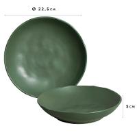 Conjunto com 6 Pratos Fundos Porto Brasil Bio Leaf em Stoneware 22,5 cm – Verde - 3