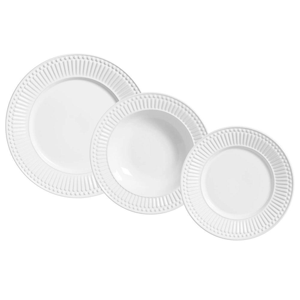 Aparelho de Jantar 18 Peças Porto Brasil Roma em Cerâmica Feldspática - Branco - 1