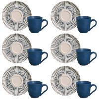 Conjunto com 6 Xícaras e Pires para Café Porto Brasil Bio Elemento em Stoneware Cinza - 120 ml - 1