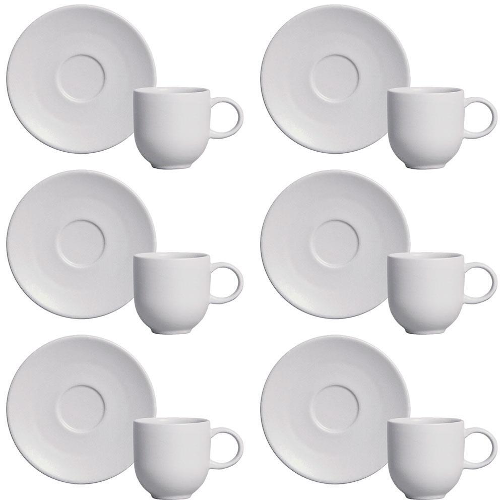 Conjunto com 6 Xícaras e Pires para Café Porto Brasil Coup Vit em Stoneware Cinza - 97 ml - 1