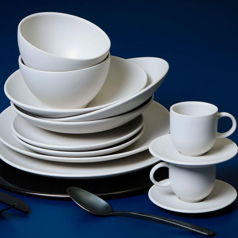 Conjunto com 6 Xícaras e Pires para Café Porto Brasil Coup Vit em Stoneware Cinza - 97 ml - 3